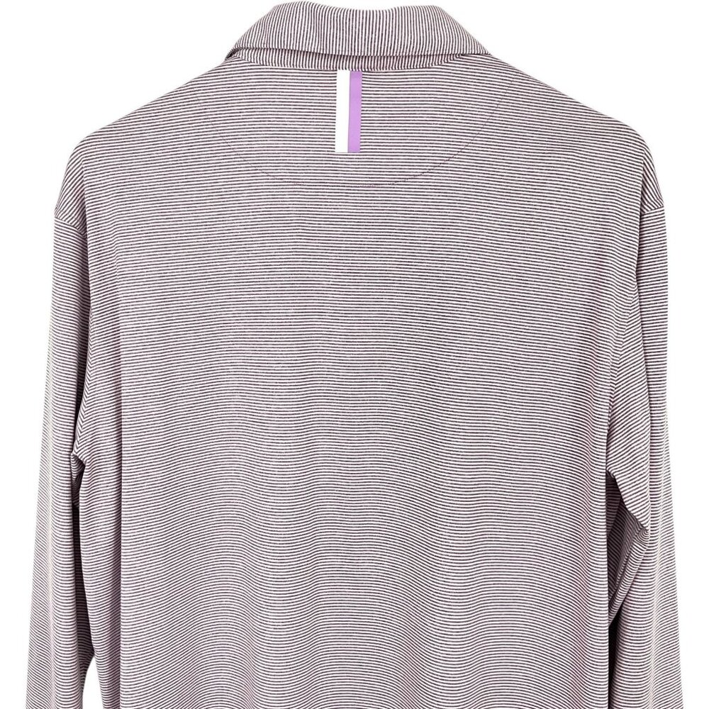 Rhoback The Whaler Performance Polo Purple Heather Stripe Men's L Long Sleeve - Picture 5 of 11
